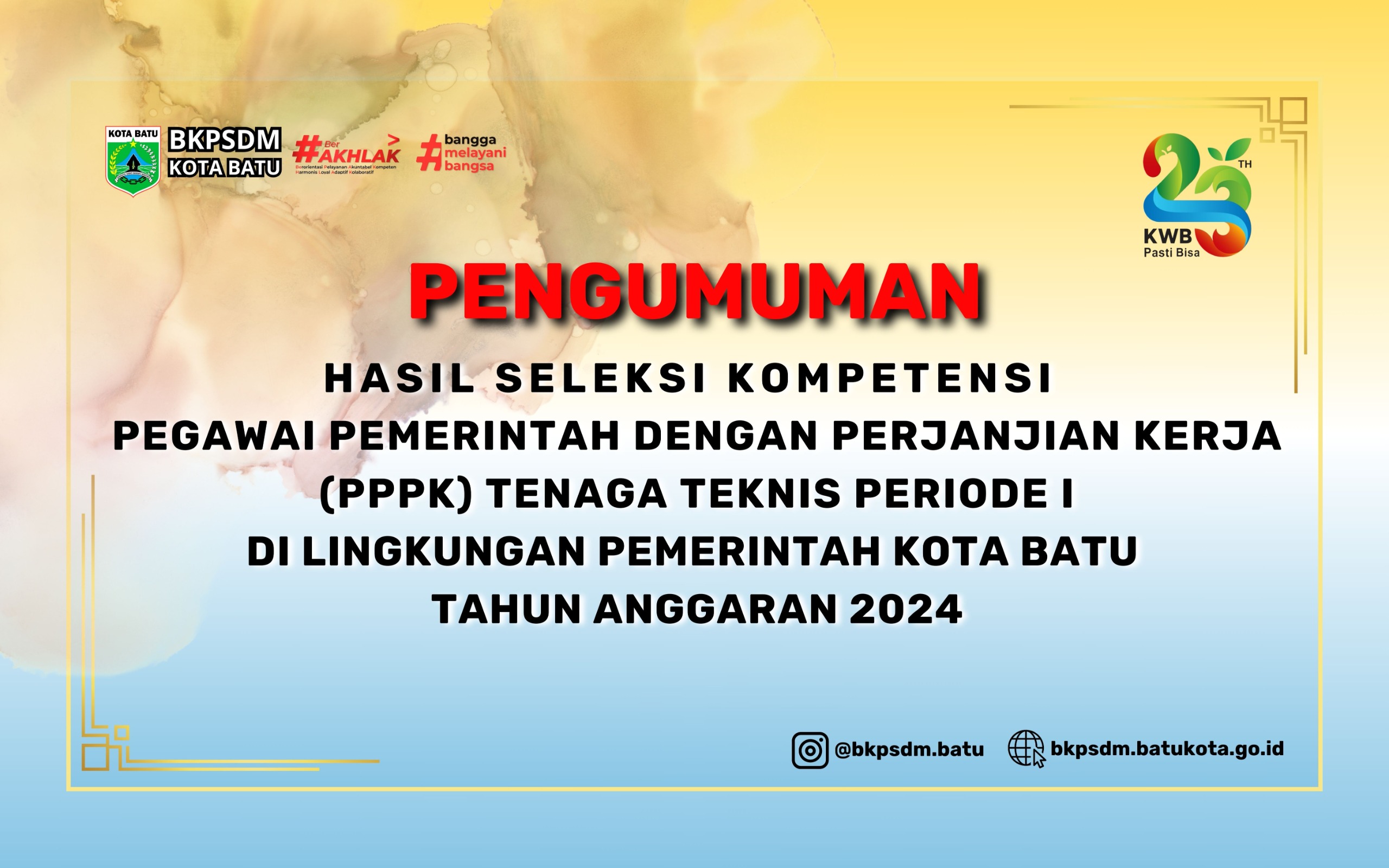 Pengumuman Hasil Seleksi Kompetensi Penerimaan Pegawai Dengan Perjanjian Kerja (PPPK) Tahun Anggaran 2024