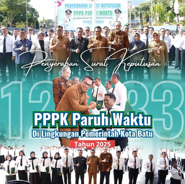 Penyerahan Surat Keputusan (SK) Kepada 1233 Pegawai Pemerintah dengan Perjanjian Kerja (PPPK) Paruh Waktu di Lingkungan Pemerintah Kota Batu