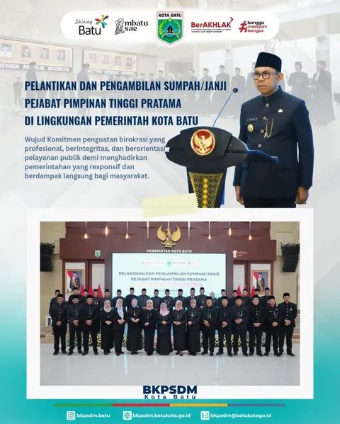Pelantikan dan Pengambilan Sumpah / Janji Pejabat Pimpinan Tinggi Pratama di Lingkungan Pemerintah Kota Batu